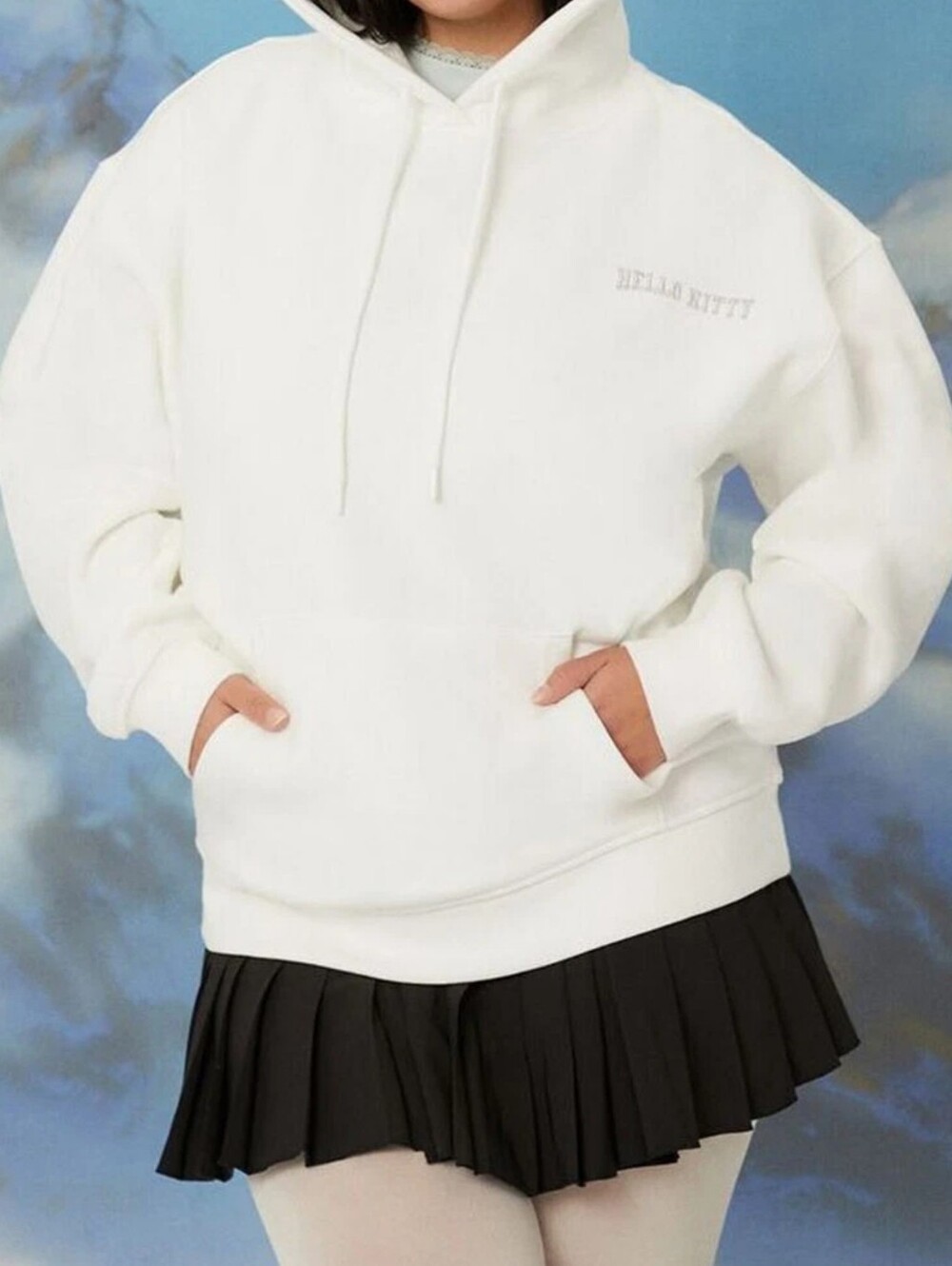 Forever 21 x Hello Kitty Embroidered Rose Pullover Hoodie - Plus Size